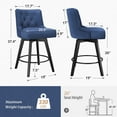thumbnail image 3 of Dycanpo 26" Tall Counter Height Bar Stools with Back Linen Fabric Upholstered for Home Kitchen, Navy, 3 of 12