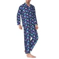 thumbnail image 2 of Naloa Skull flower tie dye Men’s Pajamas Set - Long Sleeve Button Down Sleep Shirt and Pajama Bottoms Sleepwear Set-XX-Large, 2 of 7