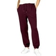 thumbnail image 2 of LWavelet Men's Tapered Joggers - Ribbed Cuffs Drawstring Waist Soft Fabric Comfortable Daily Casual Pants Wine XL, 2 of 5