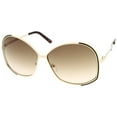 thumbnail image 3 of zeroUV Female Women's Metal Frame Gradient Colored Lens Oversize Round Sunglasses 67mm (Gold / Smoke Gradient) - 67mm, 3 of 5