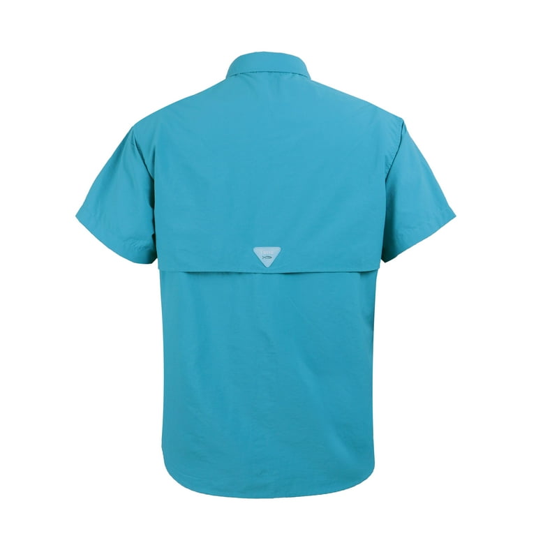 Tuna Men's UV UPF 50+ Sun Protection Soild Anti-Static Waterproof Breathable Fast Dry SPF Hiking Fishing Short Sleeve Shirts (Barrier Reef #10 M)