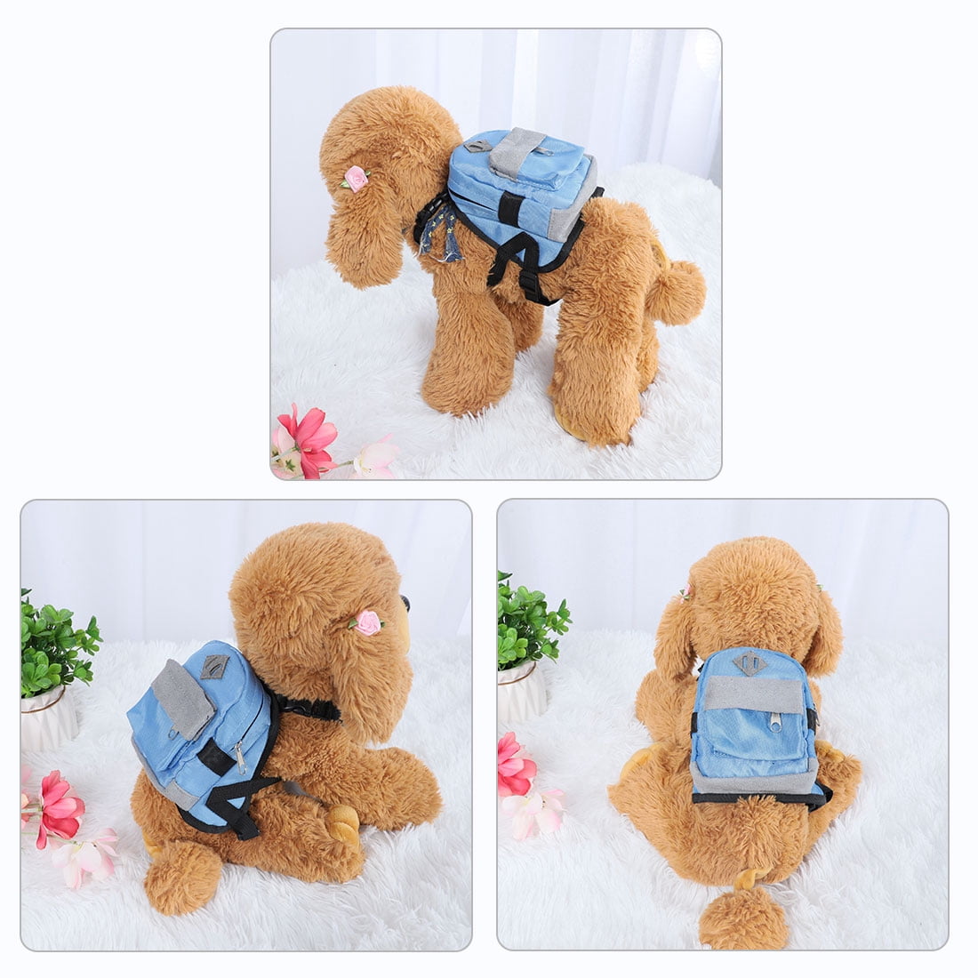 LD DOG Authorization Dog Pet Backpack Small Dog Carrier Bag Holder with Leash Rope for Outdoor Travel Camping Blue, S