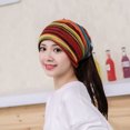 thumbnail image 6 of Tittly Winter Hats Beanie Women Cap Scarf Stripe Wrap Hat Head Hat Ruffle Turban Collar Baseball Caps Skull Caps Hats for Women Orange One Size, 6 of 9