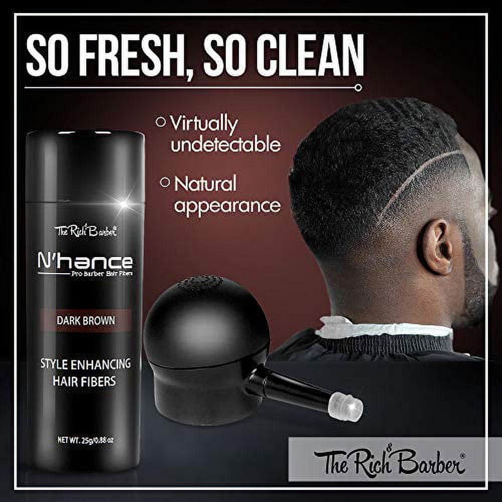 The Rich Barber N’Hance Hair Fibers, Hold Spray & Applicator Set | Natural  Concealing Hair Thickening Fibers | Long-Lasting Wear For Sharper