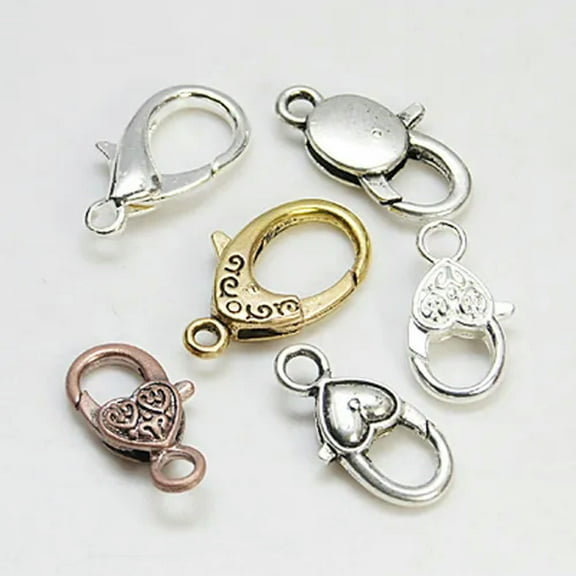 U8MO 10 Jewelry Clasps Large Lobster Clasps Assorted Lot Findings Silver Gold Bronze
