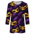 thumbnail image 5 of YUGYXL Women's Mardi Gras 3/4 Sleeve Shirts Novelty Party Mask Graphic Loose Lightweight Tshirts Fashion Crew Neck Comfy Blouse Party Tunic Tees Sales, 5 of 5