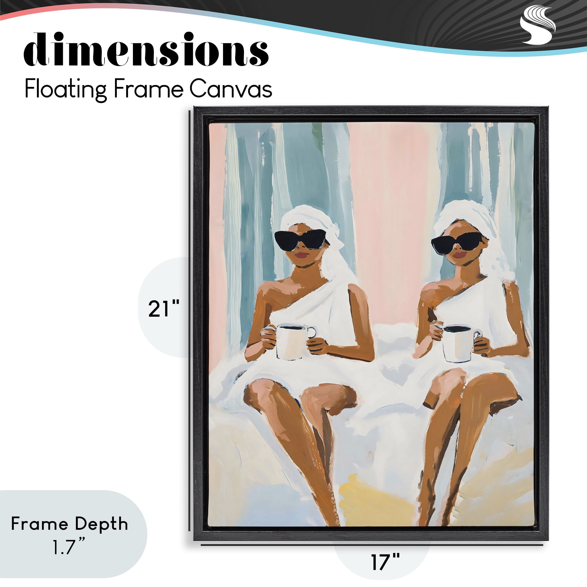 Stupell Industries Girls Spa Day with Coffee Black Framed Floater Canvas Wall Art, design by The Prints Vibe