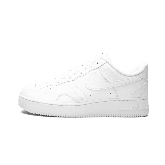 NIKE MENS Air Force 1 '07 LV8 "Misplaced Swoosh - Triple White" CK7214 100 from Stadium Goods