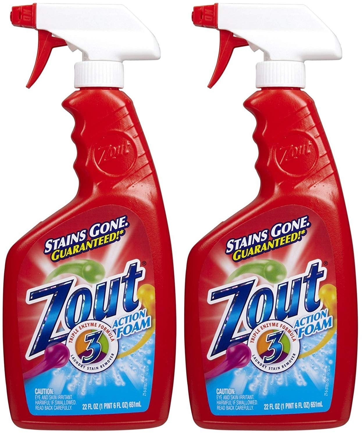 Zout Triple Enzyme Formula Laundry Stain Remover Foam 22 oz 2 pk