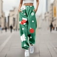 thumbnail image 2 of Sweatpants Women Plus Size Christmas Print High Elastic Waisted Straight Leg Lace up Jogger Trousers with Pockets Drawstring Y2K Streetwear, 2 of 4