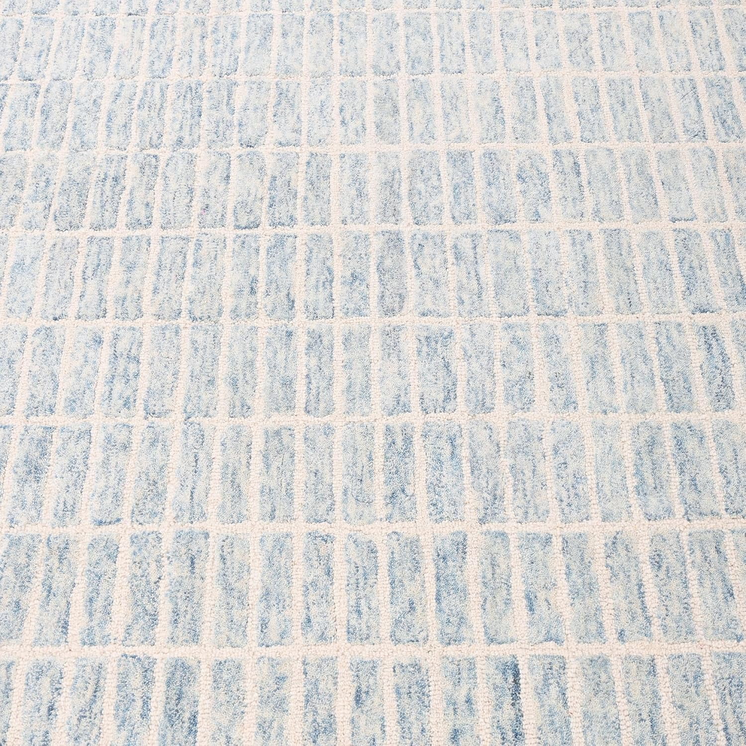 Natural Weave Hand-Tufted Wool Area Rug, Blue, 8 x 10 ft, Rectangle