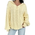 thumbnail image 1 of Gupgi Sweaters for Women Trendy Zip Up Long Sleeve Solid Color Sweater Tops Fall Lapel Cable Knit Pullover, 1 of 6