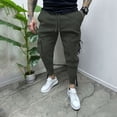 thumbnail image 2 of Men's Casual Pants Men's Solid Casual Pants Skinny Work Outdoor Trendy Long Fitness Green 2XL, 2 of 9