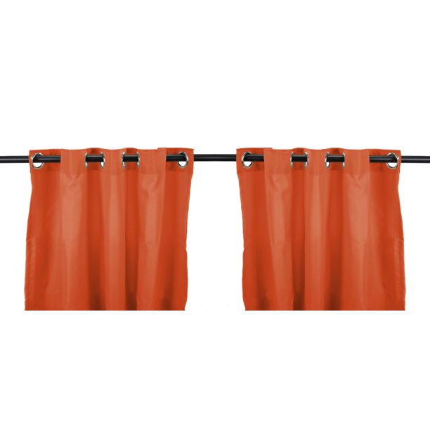 Set of 2, Outdoor Curtain Panels 54" X 96" Tangerine
