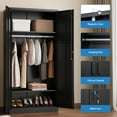 thumbnail image 6 of Fesbos Metal Wardrobe Cabinets with Lock, Clothing Locker 72" X 36" X 18" Storage Cabinets for Home Room,Fire Department, Employee,Gym,Government (Black), 6 of 9