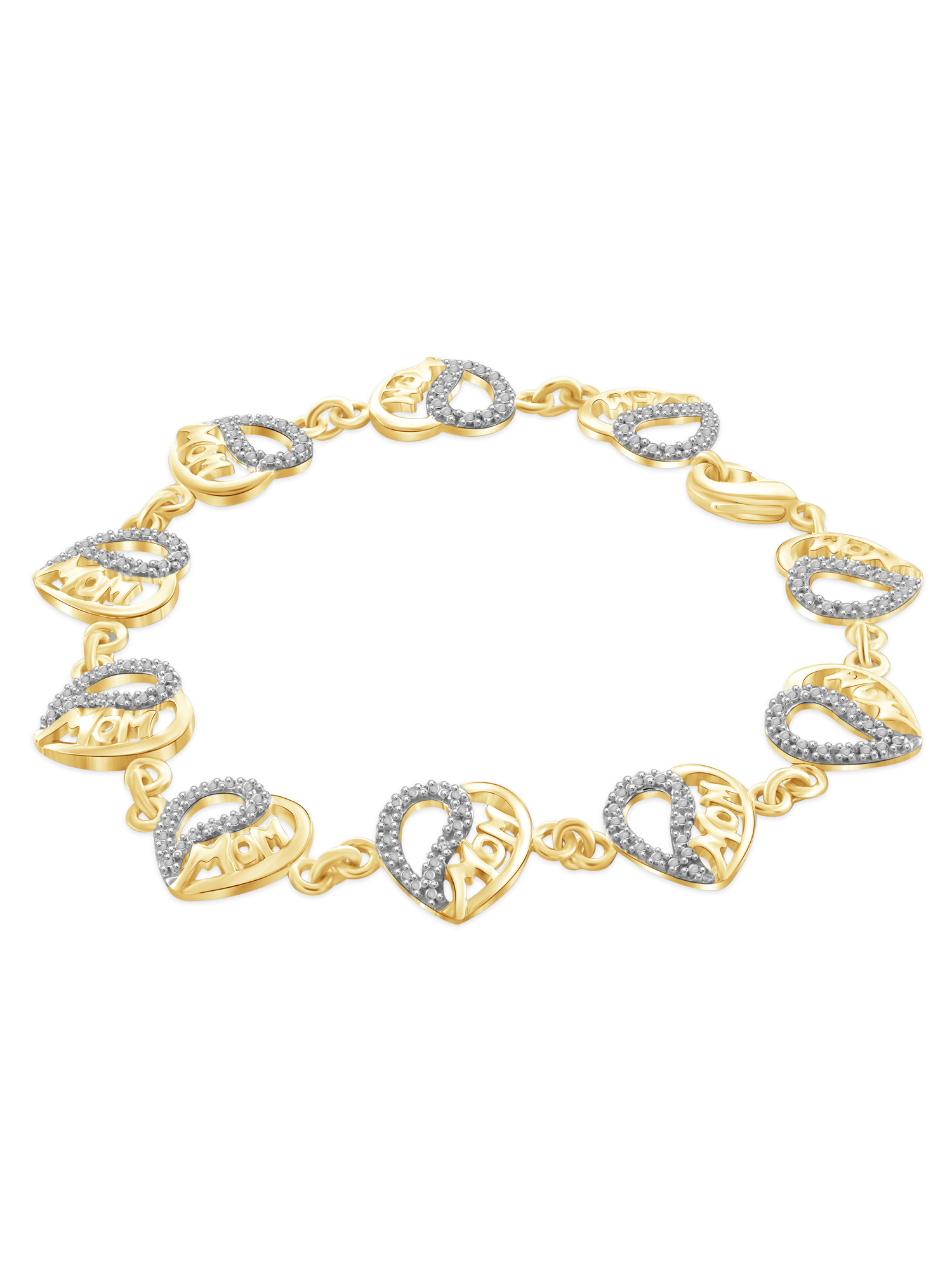 White Diamond Accent 14kt GoldPlated Heart Bracelet, 7.50