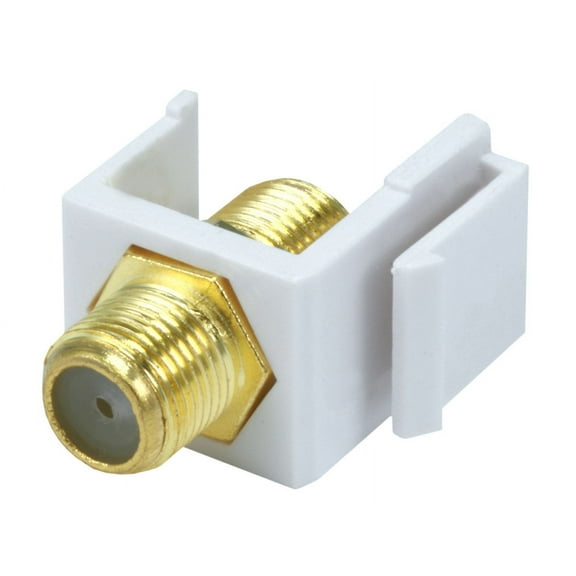 Monoprice Keystone Jack - Modular F Type (White) - (No Logo) For Use With Keystone Panels Or Wall Plates