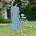 thumbnail image 6 of STETMN Maxi Dress for Women Short Sleeve V Neck T Shirt Loose Oversize Flowy Long Dresses, 6 of 6