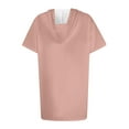 thumbnail image 6 of LYXSSBYX Summer Tops for Women 2024 Short Sleeve Women's Solid Color Hooded Drawstring Round Neck Short Sleeved T-Shirt Loose Top, 6 of 6