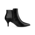 thumbnail image 3 of BLISSFUL STEP Women's Pointy Toe Zipper Buckle Decor Kitten Heels Ankle Boots Black 7, 3 of 8
