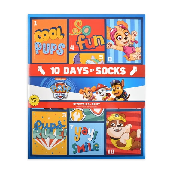 Paw Patrol Toddler 10 Days of Socks, 10-Pack, Sizes 2T-5T