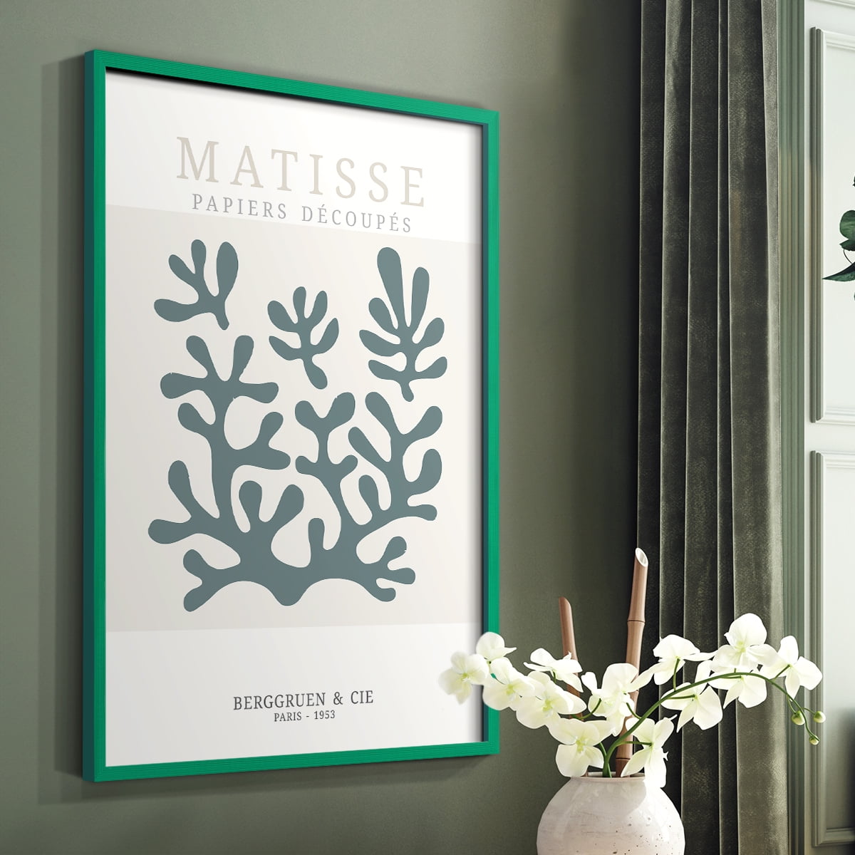 Matisse CDXXVII in Green Solid Wood Framed Print No Nail Hanging