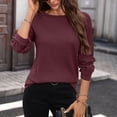 thumbnail image 6 of Women's Long Sleeve Shirts Crew Neck Casual Tops Fashion Fall Basic Tunic Pullover Blouses, 6 of 9