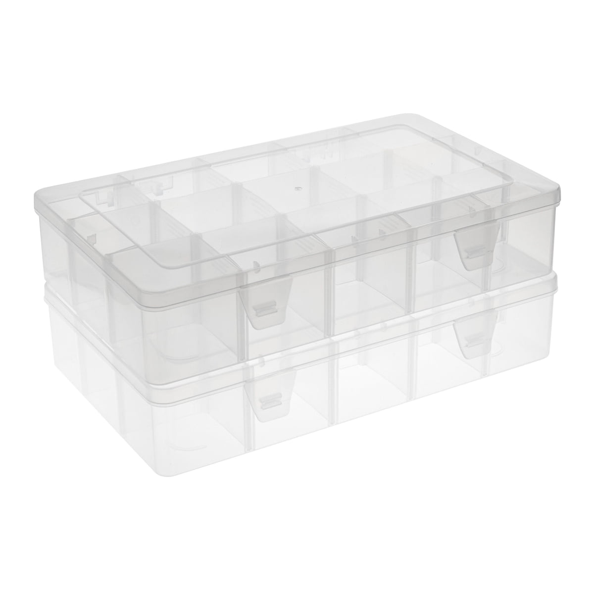 2 Pack Plastic Craft Storage Containers Bead Organizer Grid Box with