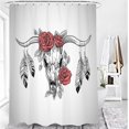 thumbnail image 5 of Boho Rose Shower Curtain, Red Floral Shower Curtain Set, Valentine Flower Shower Curtains for Bathroom, Waterproof Fabric with 12 Hooks, 72 x 72 Inches, 5 of 6