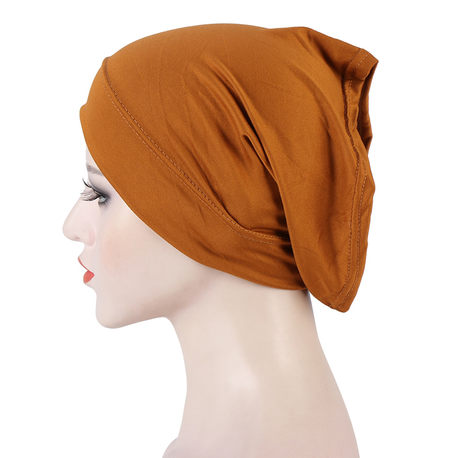 Ribbed Turban Solid Color Muslim Women Underscarf Cap Tube Ladies Bonnet  Inner Hijab Caps Scarf Elastic Headwrap