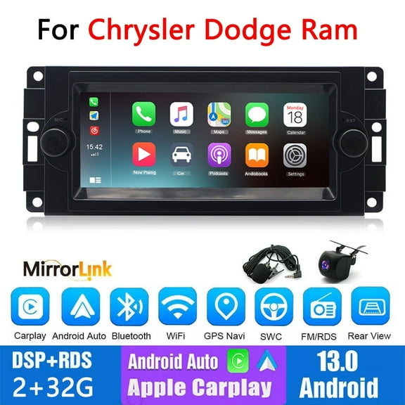 Guwzn Universal Car Stereo Radio for Chrysler Dodge Ram 2006-2008 6.5" Touchscreen 2 32G Vehicle GPS Navigation Wireless CarPlay Android Auto