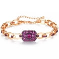 thumbnail image 3 of Adjustable 585 Rose Gold Red CZ Cuban Link Chain Square Bracelet Women Jewelry, 3 of 9
