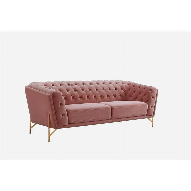 Divani Casa Aiken Modern Velvet Metal Diamond Tufted Sofa in
