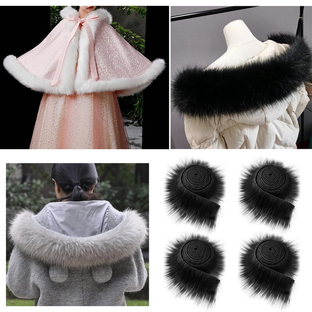 Tiras precortadas de tela de felpa peluda, piel artesanal difusa para , pelo de barba, disfraz de Cosplay, accesorios de decoración de enanos Negro BLESIY Tela de piel sintética