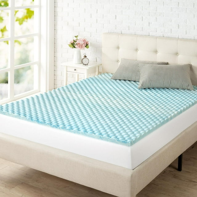 Zinus Spa Sensations King 1.5 inch Swirl Cooling Gel Air Flow Memory Foam Mattress Topper, Pressure Relief, CertiPUR-US Certified Foam