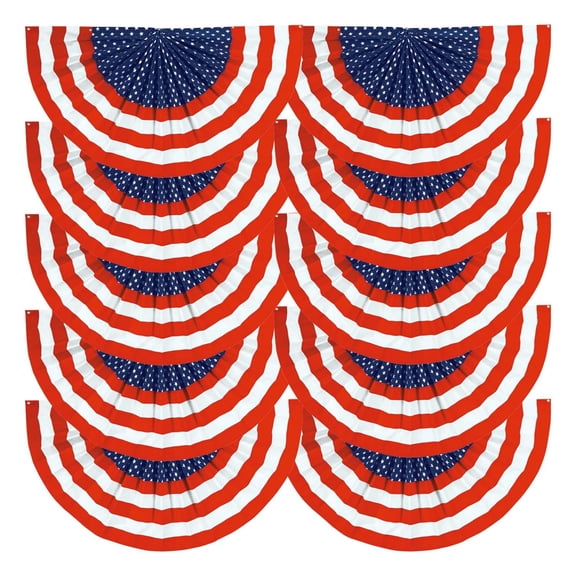 48" x 24" Bulk 10 Pc. Cloth Patriotic Flag Flocked Buntings