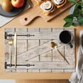 thumbnail image 2 of Placemats 1 Pack, Vintage Wood Grain Woven Placemat, Linen Place Mats for Kitchen/Dining Tables, Farmhouse Country Door Retro Washable Table Mats for Party, 2 of 8