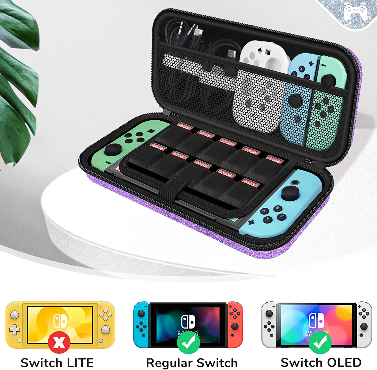 JYPS Glitter Carrying Case Nintendo Switch Purple photo 4