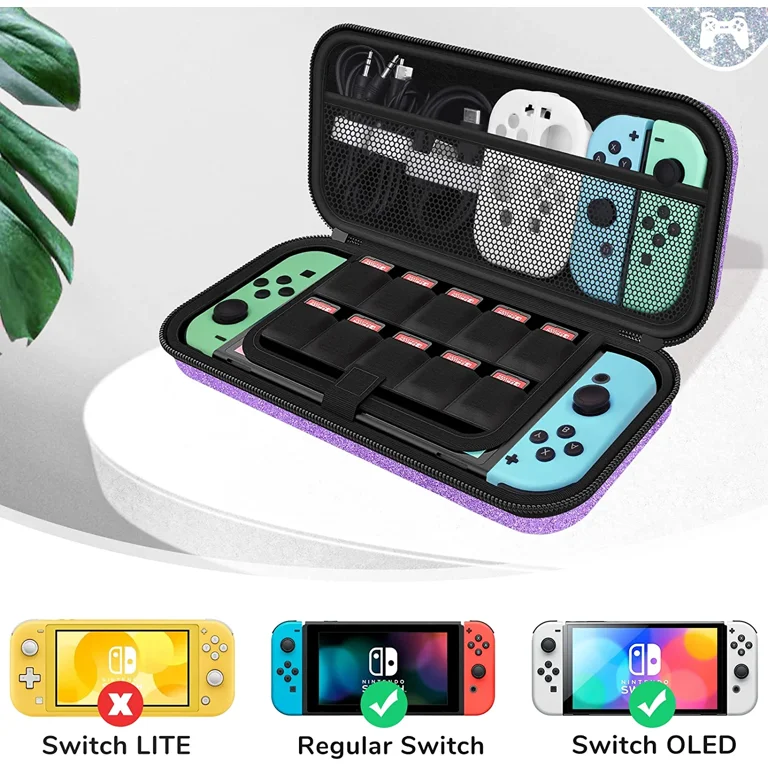 JYPS Glitter Carrying Case for Nintendo Switch OLED Console, 7.0