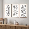 thumbnail image 6 of HPNIUB Mandala Wooden Wall Art Boho White Flower Framed Wall Decor Modern Abstract Wall Sculpture Set of 3 for Bedroom Living Room Office 8x16In, 6 of 10