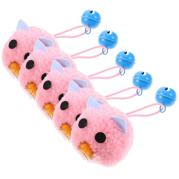 KAKOWELY 5 juguetes de peluche para gatos y ratones con forma de gatito, con cascabel.