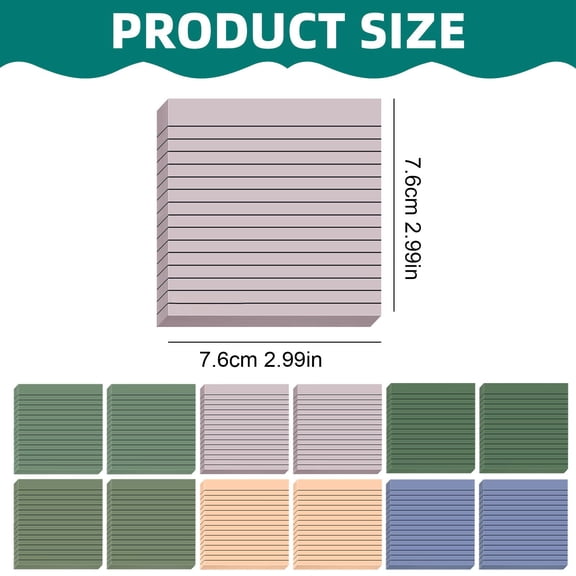 Clearance Under $0.59! 1PC Lined Sticky Notes Pad, 3x3 Inch Vintage Memo Sheets with Strong Adhesive, Paper, for Office & Home, (7.6x7.6cm, Assorted)