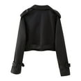 thumbnail image 2 of Women Long Sleeves Cropped Trench Jacket Cropped Lady Casual Loose Coats Spring, 2 of 6