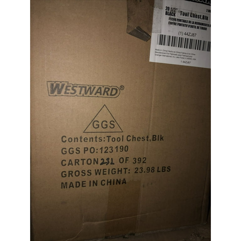 Westward Plastic, Steel Portable Tool Box, 13-3/4H x 20-1/2W x 8-5/8D,  1900 cu., Red