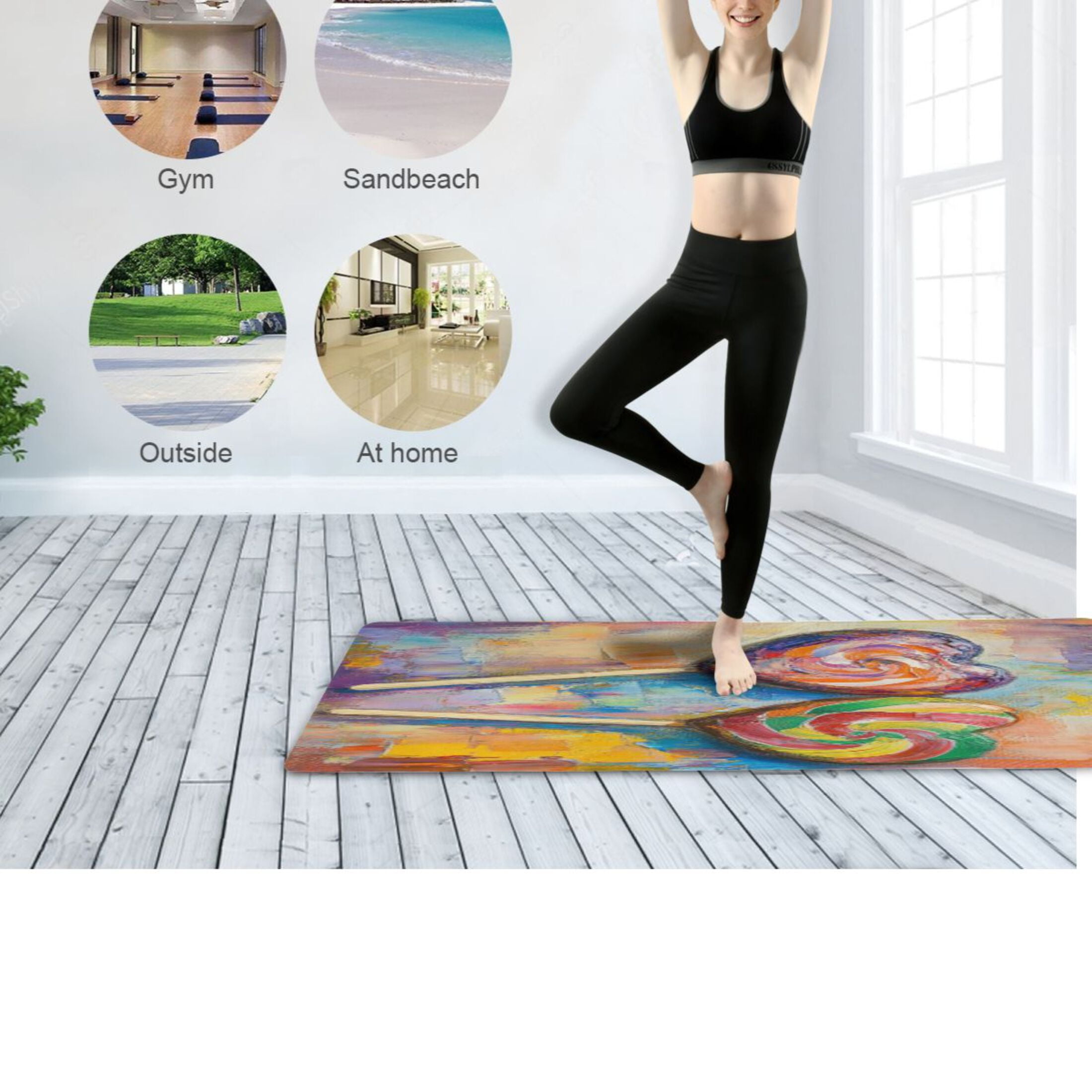 BZSMCE Yoga Mat Women Fitness Mat Colorful Love Pattern
