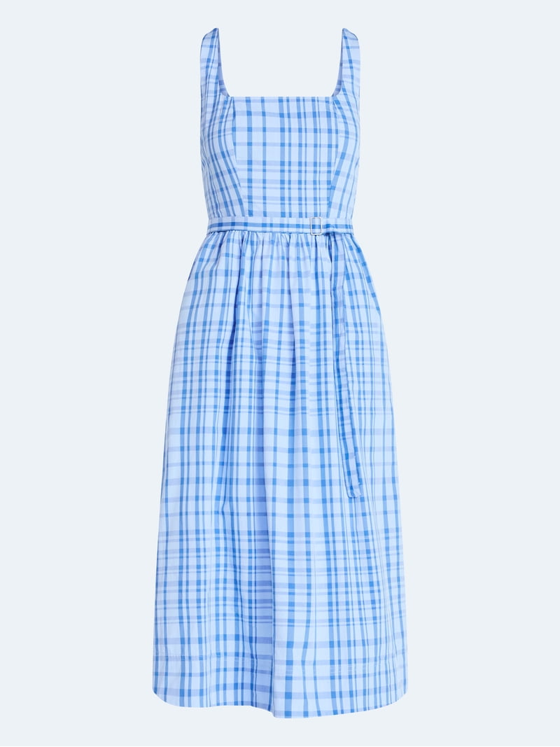 blue belted midi dress Light Blue Belted Midi Dress