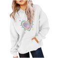 thumbnail image 2 of SGFCWSX Girls Oversized Heart Print Hoodie, Teens Pullover Soft with Pocket Trendy Sweatshirt for Daily Casual Wear White Size 13-14 Years, 2 of 6