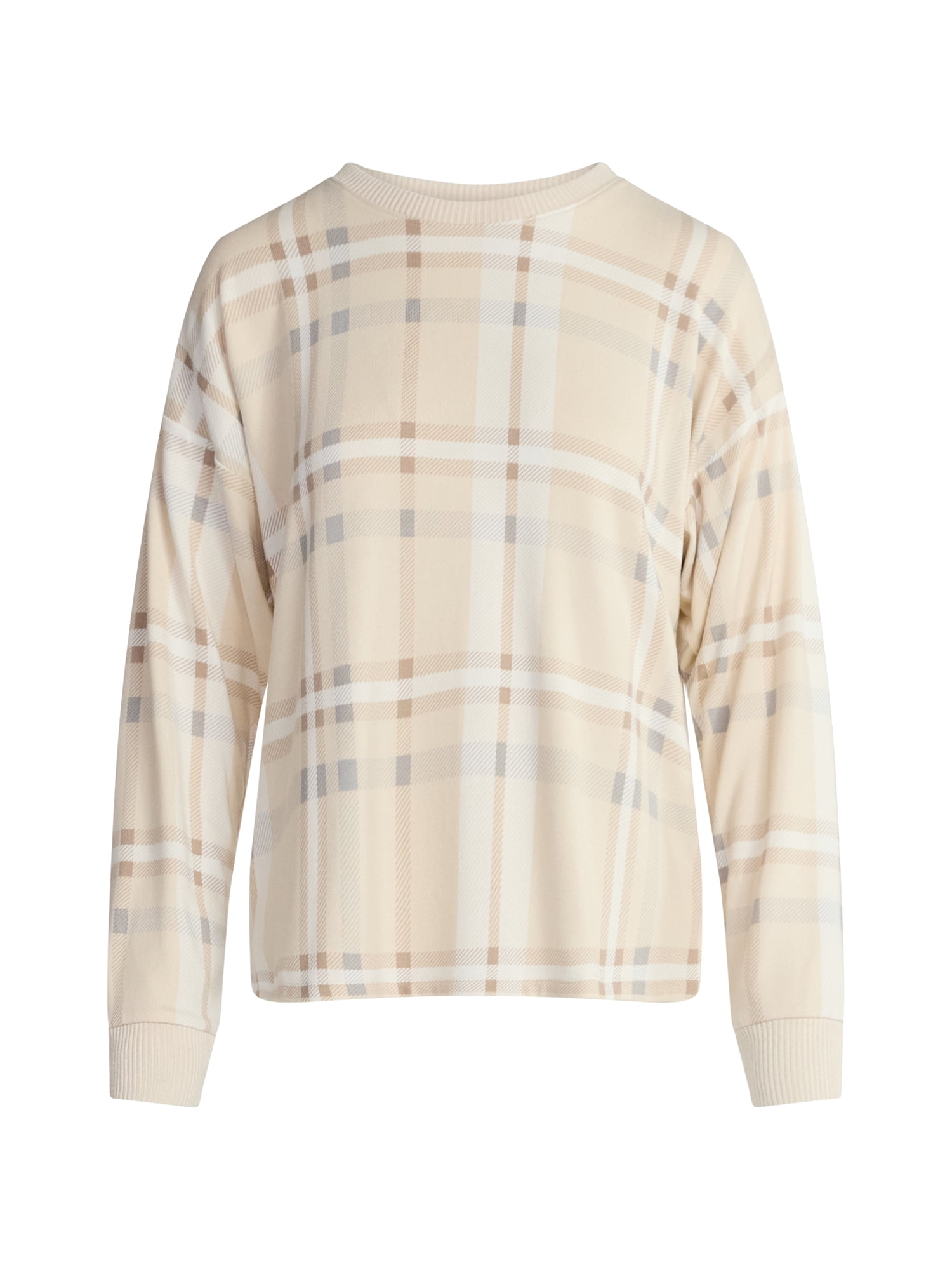 Joyspun Women's Cozy Lounge Collection Hacci Knit Sleep Top with Long Sleeves, Sizes XS-3X