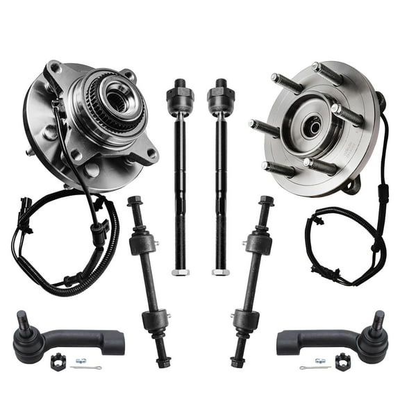 Detroit Axle - 4WD Front Suspension Kit for 2011 2012 2013 2014 Ford F-150, 2 Wheel Bearing Hubs Assembly 4 Inner Outer Tie Rods 2 Sway Bars [Not for Raptor Models] 2012 2013 Replacement - 8pc Set