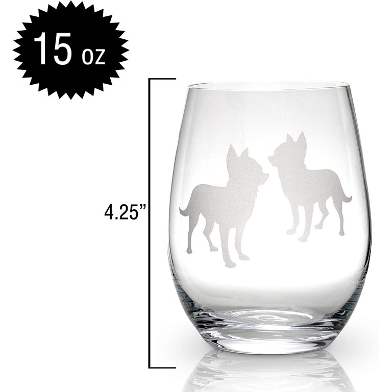 Chihuahua Stemless Wine Glasses Set of 2 in 2023  Beautiful wine glass,  Perfect wine glass, Glass gifts